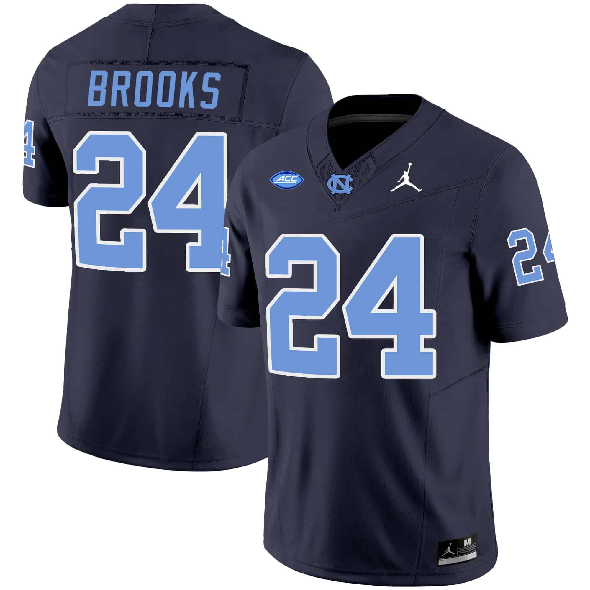 Men North Carolina Tar Heels #24 Brooks Drak Blue 2024 Vapor Limited NCAA Jersey style 1